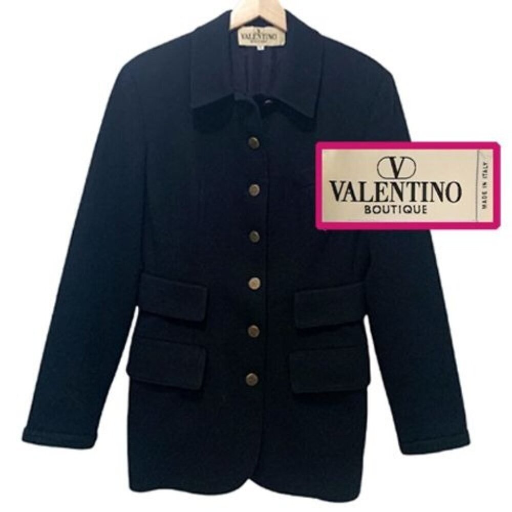 90s Vintage Valentino Boutique Italy‎ Black Coat Old Money Quiet Luxury Timeless